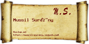 Mussil Surány névjegykártya